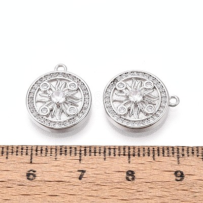 Brass Pave Clear Cubic Zirconia Pendants KK-T081-04P-1