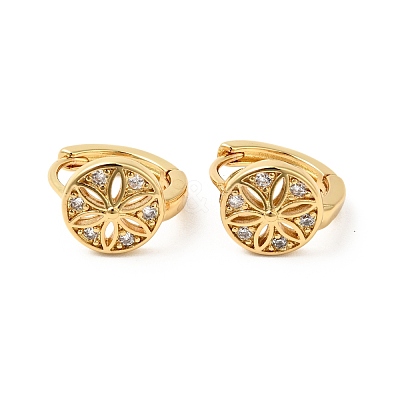 Cubic Zirconia Flower Hoop Earrings EJEW-G312-19G-02-1