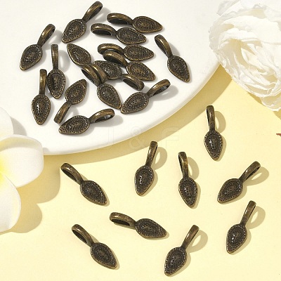 Tibetan Style Alloy Glue-on Flat Pad Bails TIBEP-Q064-183AB-NR-1