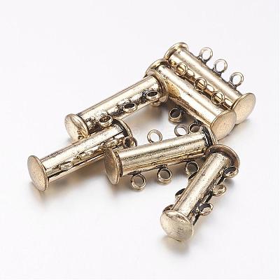 3-Strands 6-Holes Tube Brass Magnetic Slide Lock Clasps KK-D473-AB-NF-1