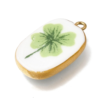 Fruit & Floral & Animals Printed Handmade Porcelain Pendants X-STAS-Z207-01G-08-1
