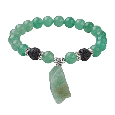 Natural Green Aventurine Beaded Stretch Bracelets BJEW-JB10070-02-1