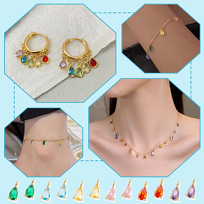 24Pcs 6 Colors Golden Brass Micro Pave Cubic Zirconia Charms KK-GA0001-68-1