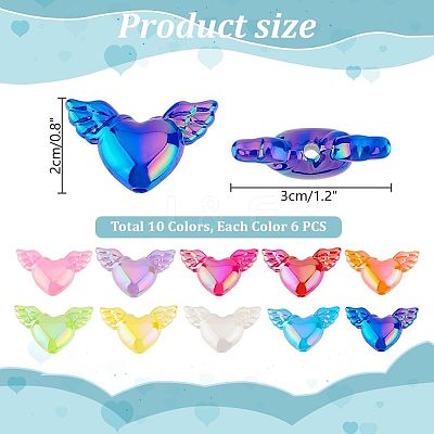 60Pcs 10 Colors AB Color Plated Acrylic Beads PACR-PH0001-11-1