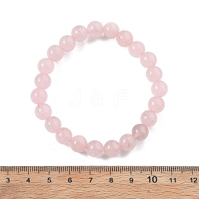 Natural Rose Quartz Bead Stretch Bracelets X-BJEW-K212-B-045-1