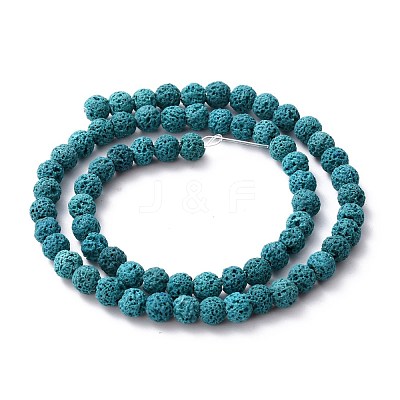 Natural Lava Rock Round Bead Strands G-I124-6mm-09-1