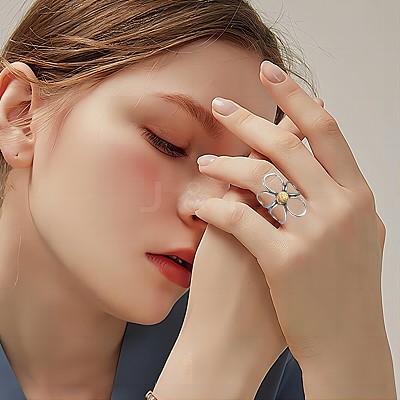 Hollow Flower Alloy Open Cuff Ring FS-WGDF3EE-01-1
