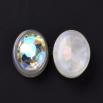 Rainbow Iridescent Plating Acrylic Cabochons OACR-E011-01-1