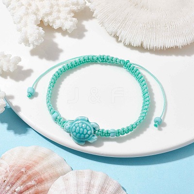 4Pcs 4 Color Porcelain Tortoise Braided Bead Bracelets Set BJEW-JB10058-1