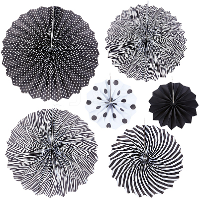 6Pcs Paper Fans Flower for Wedding Birthday Carnival Welcome Party Decorations AJEW-GF0013-45B-1