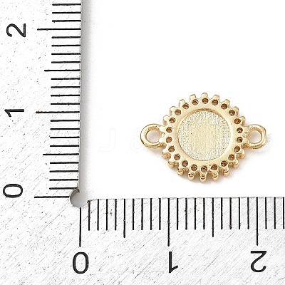 Brass Pave Clear Cubic Zirconia Religion Flat Round with Saint Connector Charms KK-L255-09G-01-1