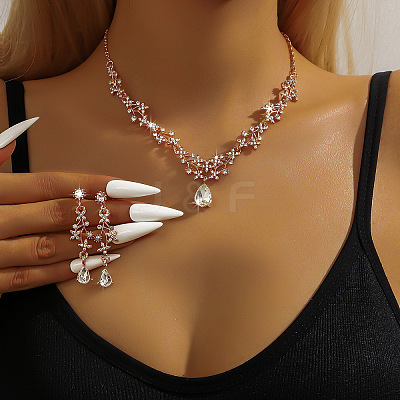 Alloy Rhinestone Stud Earrings & Necklaces Sets for Women FS-WGD2CB4-02-1