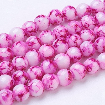 Spray Painted Glass Bead Strands GLAA-R139-8mm-05-1