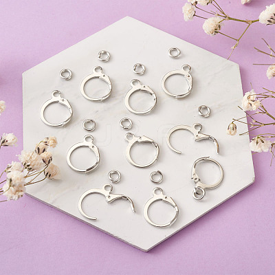 Brass Huggie Hoop Earring Findings & Open Jump Rings KK-TA0007-84A-P-1
