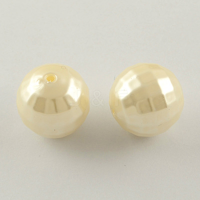 ABS Plastic Imitation Pearl Faceted Round Beads X-MACR-S251-M-1