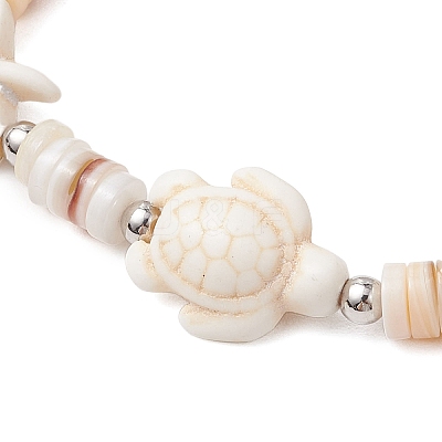 2Pcs Sea Turtles & Starfish Dyed Synthetic Turquoise Beads Stretch Bracelets BJEW-JB11881-1