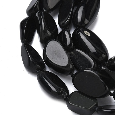 Natural Black Stone Beads Strands G-L650-D01-01-1