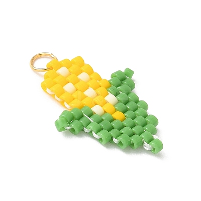 Handmade Glass Seed Beaded Corn Pendants PALLOY-MZ00605-1