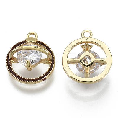 Brass Micro Pave Clear Cubic Zirconia Universe Space Charms X-KK-S348-566-NF-1