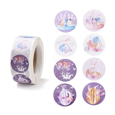 8 Patterns Easter Theme Self Adhesive Paper Sticker Rolls DIY-C060-03F-1
