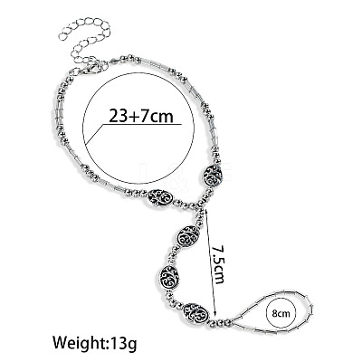 Adjustable Alloy Hollow Oval Link Chain Stretch Toe Ring Anklets for Women FS-WG598B5-01-1