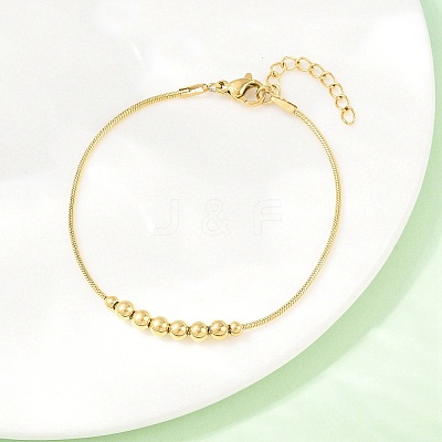 201 Steel Round Beaded Bracelets BJEW-D458-06G-1