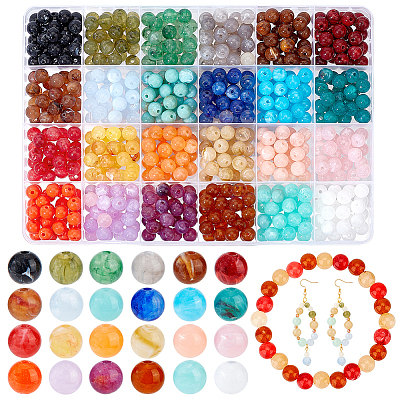 24 Colors Round Imitation Gemstone Acrylic Beads OACR-PH0004-09C-1