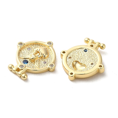 Brass Micro Pave Clear Cubic Zirconia Pendants KK-G481-07G-1