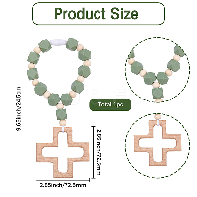 Wood & Silicone Beads Hanging Ornametns HJEW-BM00069-1