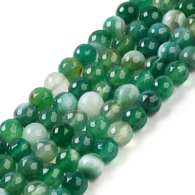 Natural Striped Agate/Banded Agate Beads Strands G-A246-8mm-06-1