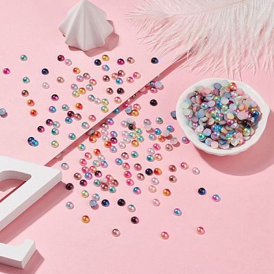 Imitation Pearl Acrylic Cabochons OACR-R063-6mm-M-1