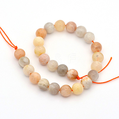 Natural Multi-Moonstone Round Beads Strands G-P088-43-8mm-1