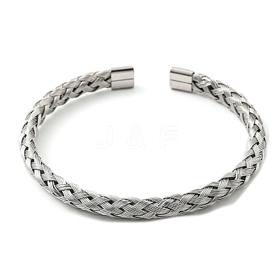 Non-Tarnish 304 Stainless Steel Wire Wrap Cuff Bangles LS-BJEW-E079-02P-1