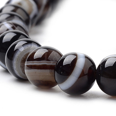 Natural Striped Agate/Banded Agate Beads Strands G-S259-04A-6mm-1