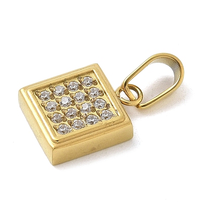 Ion Plating(IP) 304 Stainless Steel Micro Pave Cubic Zirconia Pendants STAS-Z107-02G-06-1