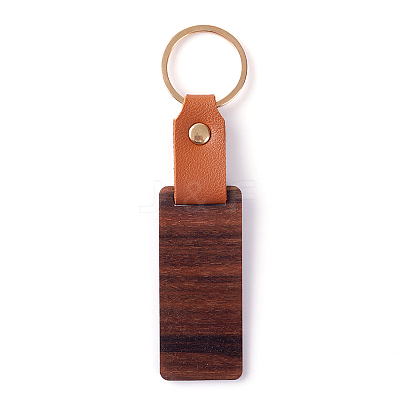 Wooden & Imitation Leather Pendant Keychain PW23041899873-1