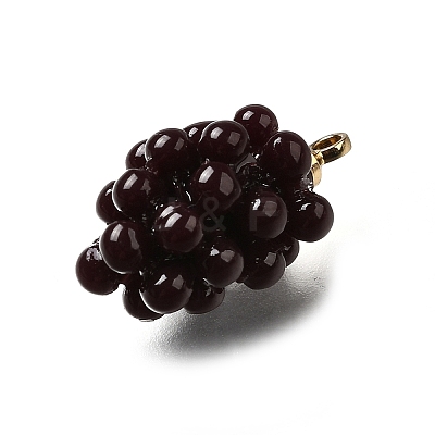 Grape Brass Acrylic Pendants OACR-R006-05G-04-1