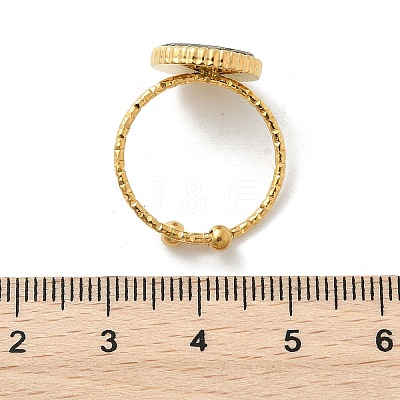 Flat Round 304 Stainless Steel Paua Shell Cuff Rings for Women RJEW-G346-10G-01-1