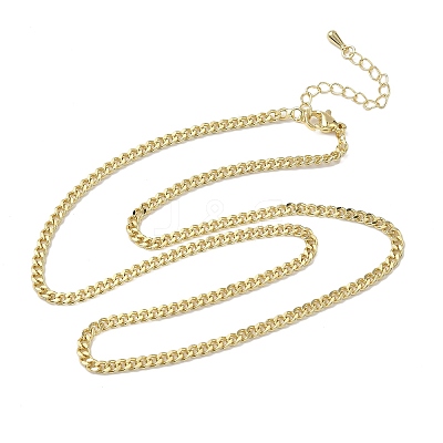 3MM Brass Curb Chain Necklaces NJEW-P339-03G-1