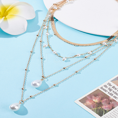 1Pc Alloy Multi Layered Necklaces NJEW-LP0001-57G-1