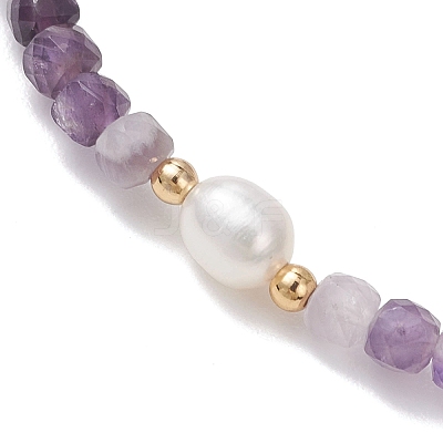 Natural Mixed Gemstone Cube Beads Stretch Bracelets for Women BJEW-JB13179-1