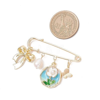 Flower & Bee Iron & Alloy Enamel Charm Brooches JEWB-BR00187-01-1
