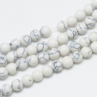 Synthetic Howlite Beads Strands G-T053-6mm-01-1-1