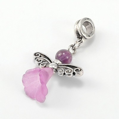 Lovely Wedding Dress Angel Alloy European Dangle Large Hole Pendants PALLOY-JF00002-03-1