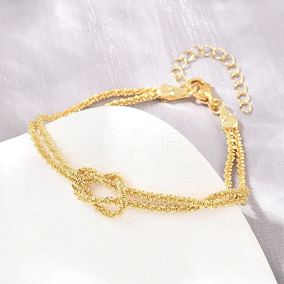 Brass Chain Knot 2-Strand Bracelets for Women KK-CBA68DA-17A-G-1