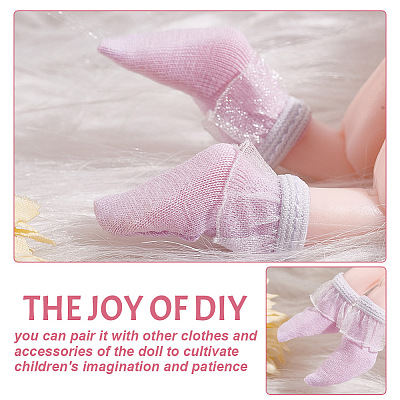 18 Pairs 9 Colors Cloth Doll Lace Short Socks AJEW-GO0001-92-1