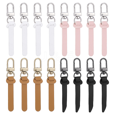 16Pcs 4 Style Imitation Leather Zipper Pull Fixer Replacement for Tab Luggage Purse Repair Accessories HJEW-PH02333-1