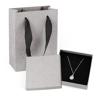 2Pcs Square Paper Jewelry Display Cases CON-TA0001-39F-02-1