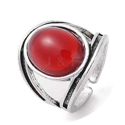 Oval Resin Finger Ring RJEW-B107-16AS-02-1