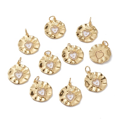 Brass Micro Pave Clear Cubic Zirconia Pendants ZIRC-Z008-08G-1